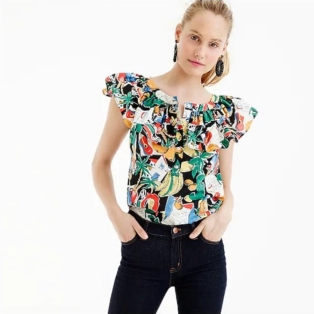 J Crew Ruffle Popover Top